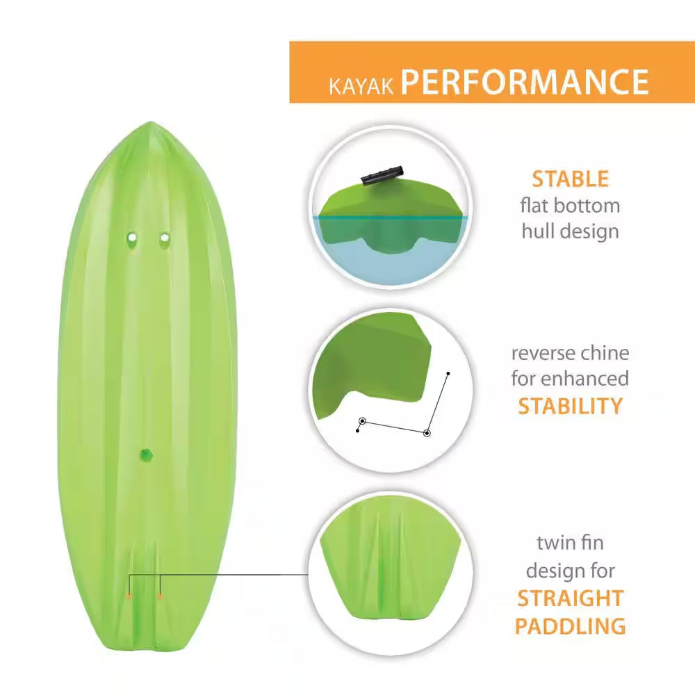 Green Youth Wave Kayak with Paddles