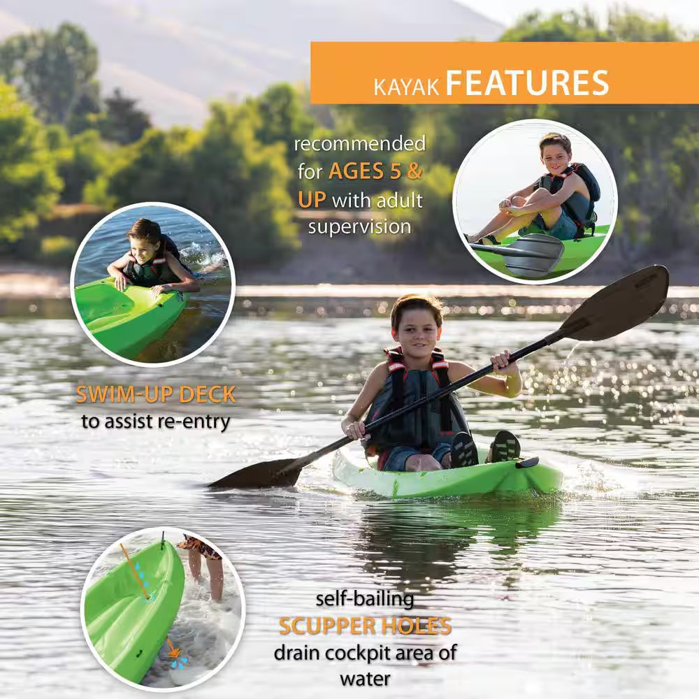 Green Youth Wave Kayak with Paddles