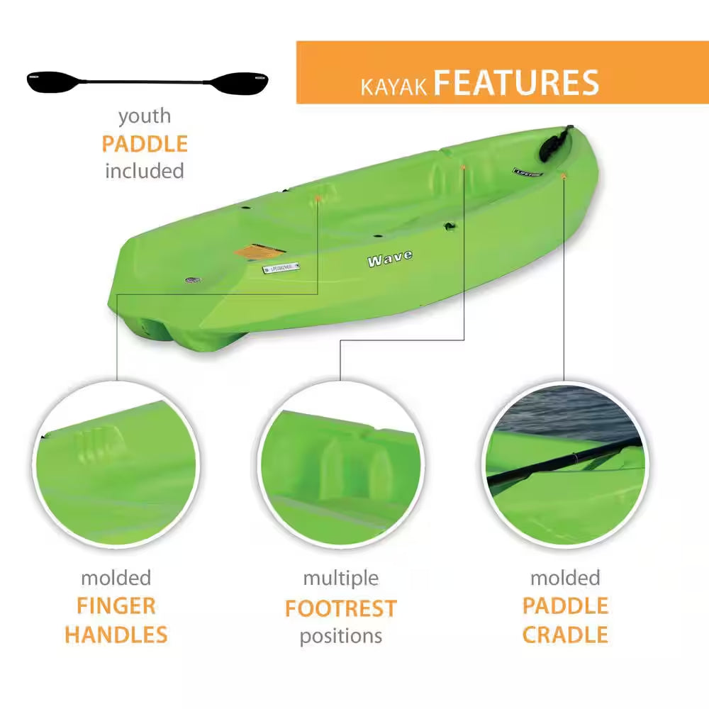 Green Youth Wave Kayak with Paddles